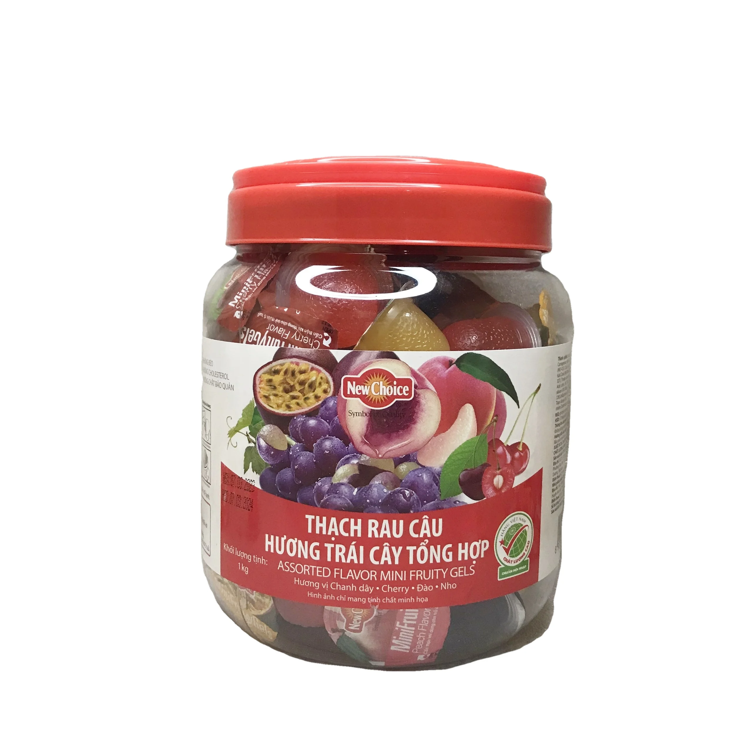 Products from Vietnam - Assorted Mini Fruity Gels Jar 1kg -  Pudding, Jelly, Snacks for children