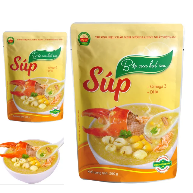 Healthy Baby Product Corn with Crab and Lotus Seed Soup Fresh Ingredients Low Price Ready to Eat No Preservatives Packing in Bag