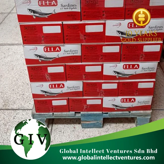 ELLA High canned Quality Sardines from Morocco with vegetable oil tin Weight125g, wholesale price