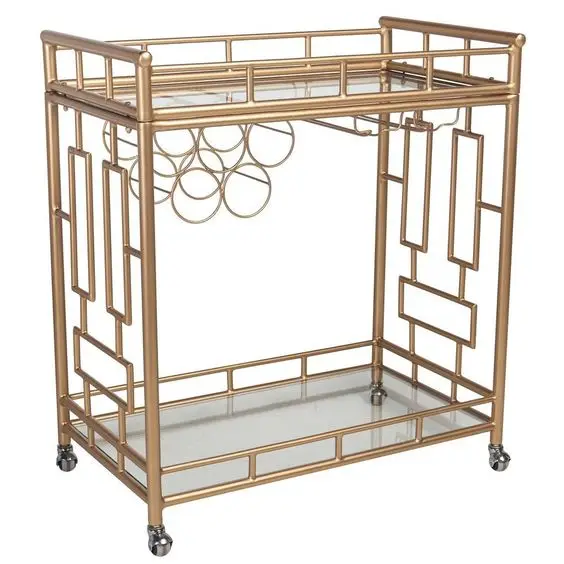 Rose Gold Finished Stainless Steel Frame 2 Tier Marble Slaves Food Serving Trolley Hot Selling Hotel Serving Accessories