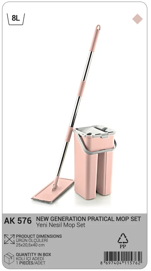 8L Mop and Bucket with Wringer Set for Home, Flat Mop and Bucket System, Mops for Floor Cleaning and Wall Cleaner FAST DELIVERY