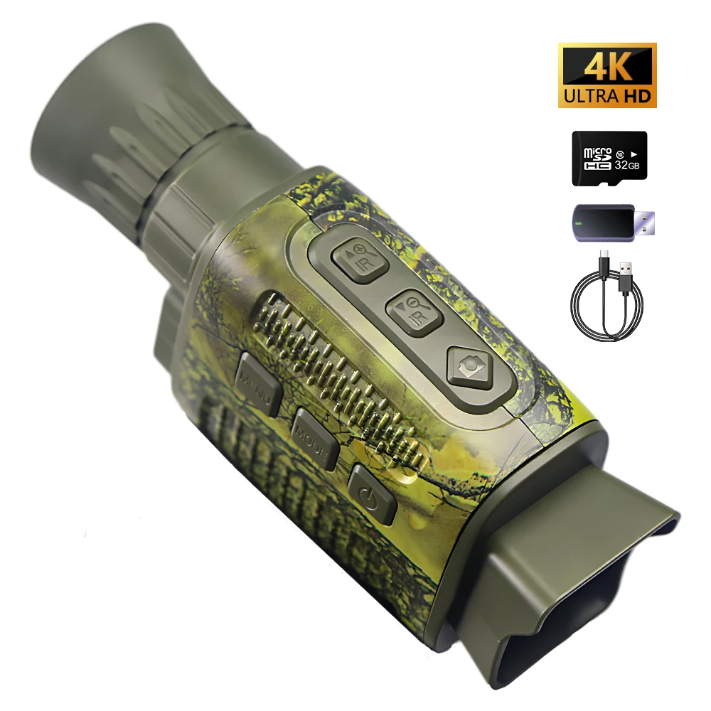 Digital night vision monocular 4K 36MP photo and video, day and night used for hiking, camping, hunting and wild observation