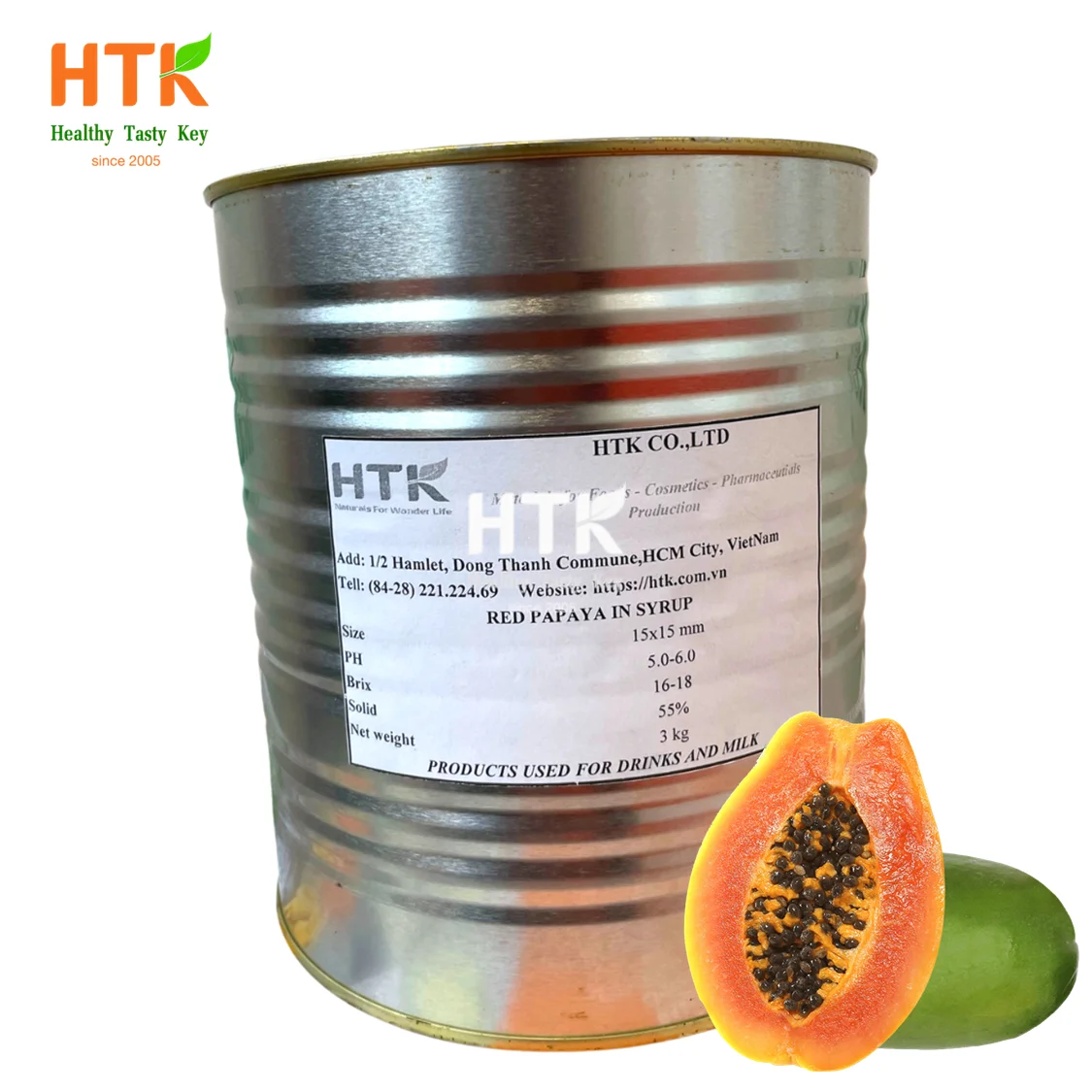Новинка 2023 года, консервированный желтый красный папайя в сиропе, изготовленный во Вьетнаме, от HTK FOOD & напитки