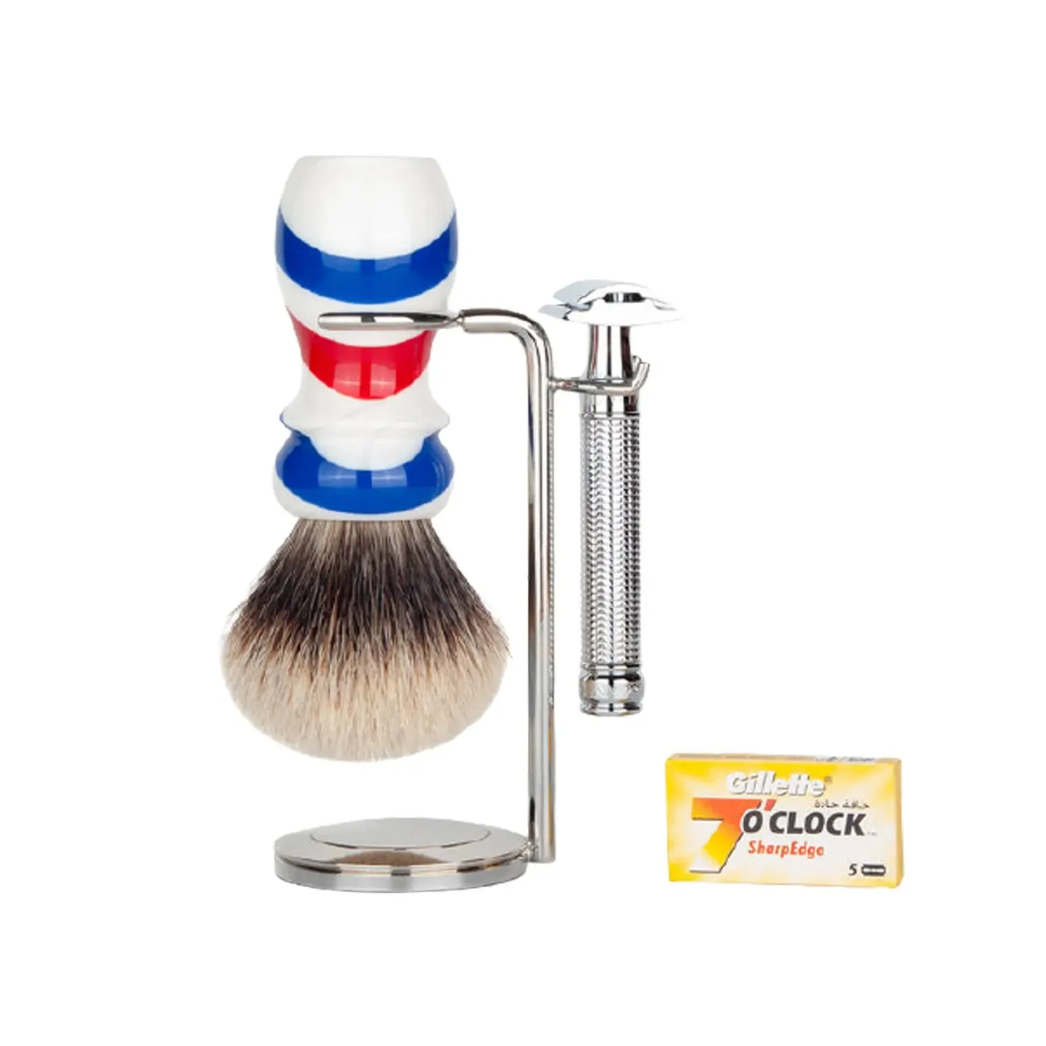 Best Precious Natural Material Black Silver Razor Brush Handle Cut Throat Razor Brush Set Qualitatively Equal