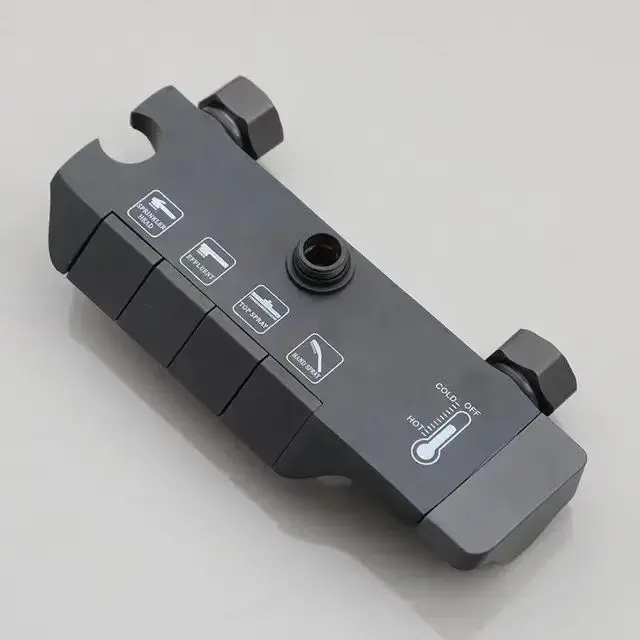 Gun gray piano key bathroom shower faucet all-brass thermostatic body brass  core bathroom shower suit