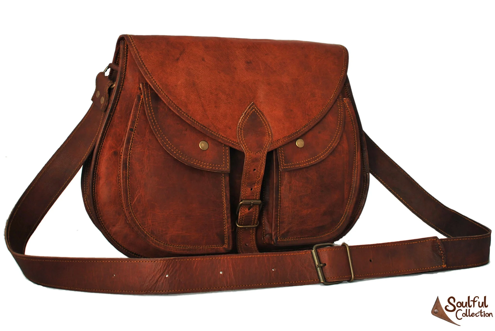 Genuine Leather Messenger Bag vintage  bag Crossbody Bags for Men and Women unisex
