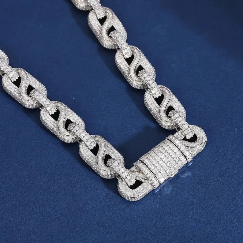 Fully Iced Out Moissanite Diamond Cuban Link Chain Bust Down Necklace Hip Hop Jewelry Customized Jewelry Gift For Men & Women