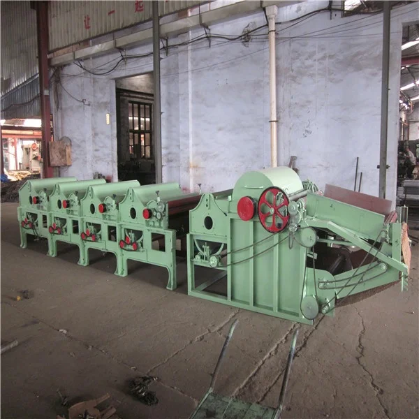 Tear waste cloth used clothing yarn opening into fiber textile waste recycling machine line