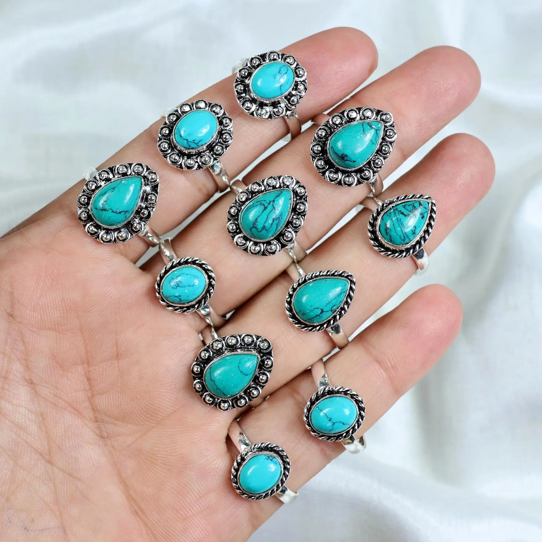 Magnesite Turquoise Gemstone Ring Magnesite Turquoise Ring for Girls Bulk Jewelry Supply Statement Ring Wholesale Jewelry