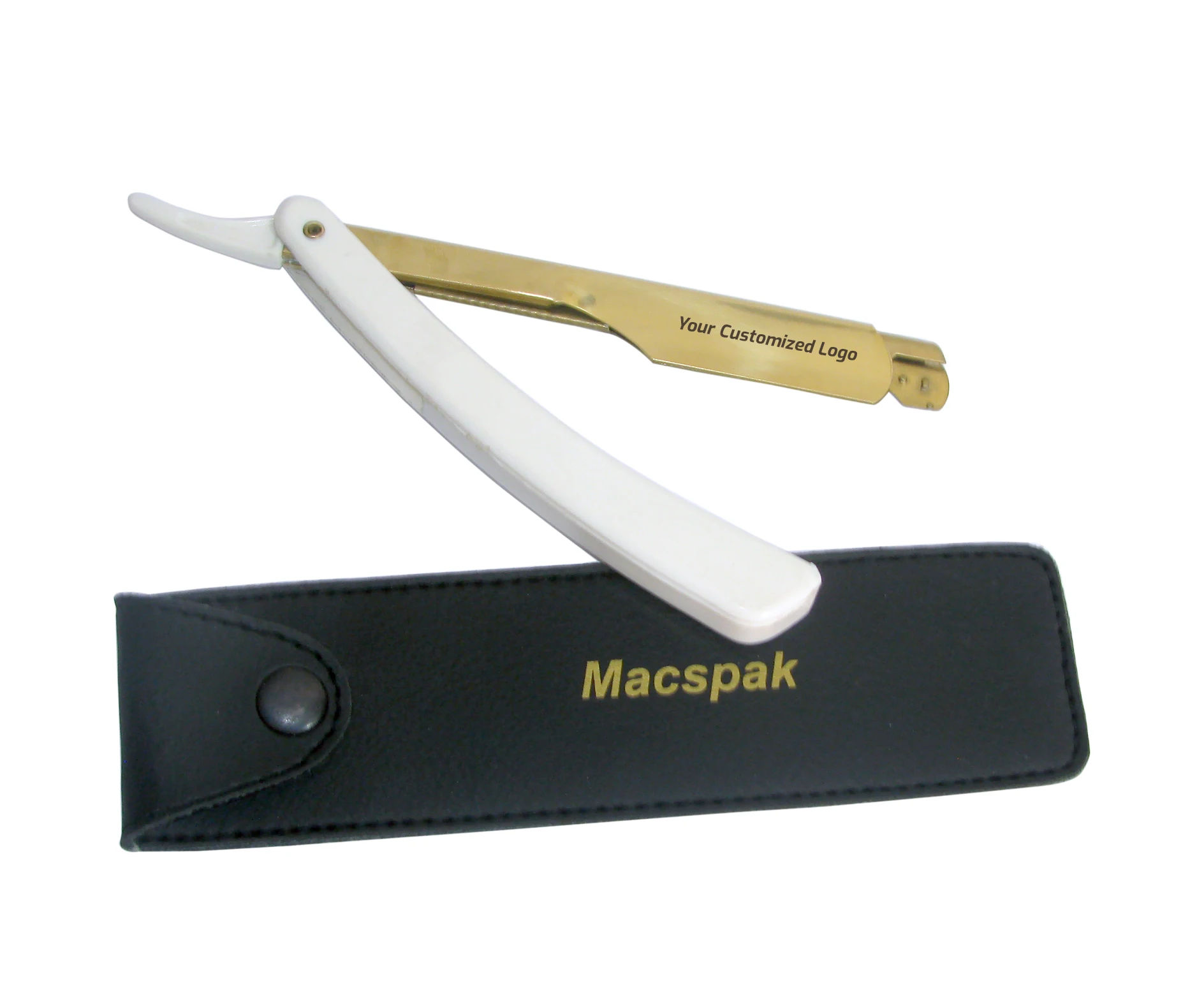 Free Logo Razor White and Gold Barber Razor Push Carriage Razor for Barbershop or personal use