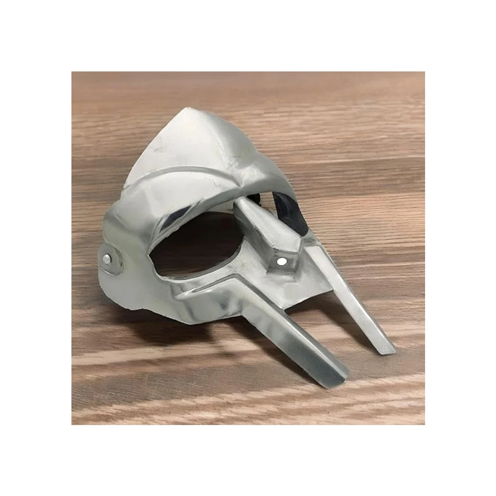Attractive Halloween Mask Roman Gladiator Helmet Face Mf Doom Medieval Viking Attached Leather Straps at Affordable Price