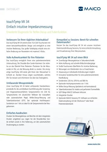 Tympanometry touchTymp Diagnostic Test for Clinic and Hospital Digital Good Price MI 34 36 Screening Version Fully Touch Base