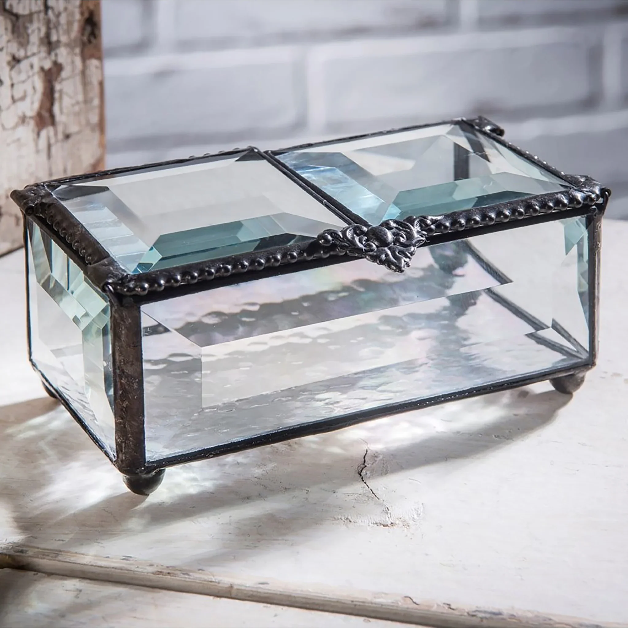 jewelry Storage Box glass crystal Vases ring jewelry box gifts decorative metal pyramid trinket storage box geometric