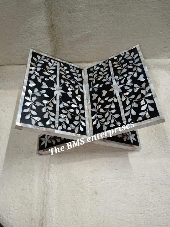 Handmade Customized Bookstand Latest Design Mother of Pearl Inlay Quran Stand Decorative Bookends