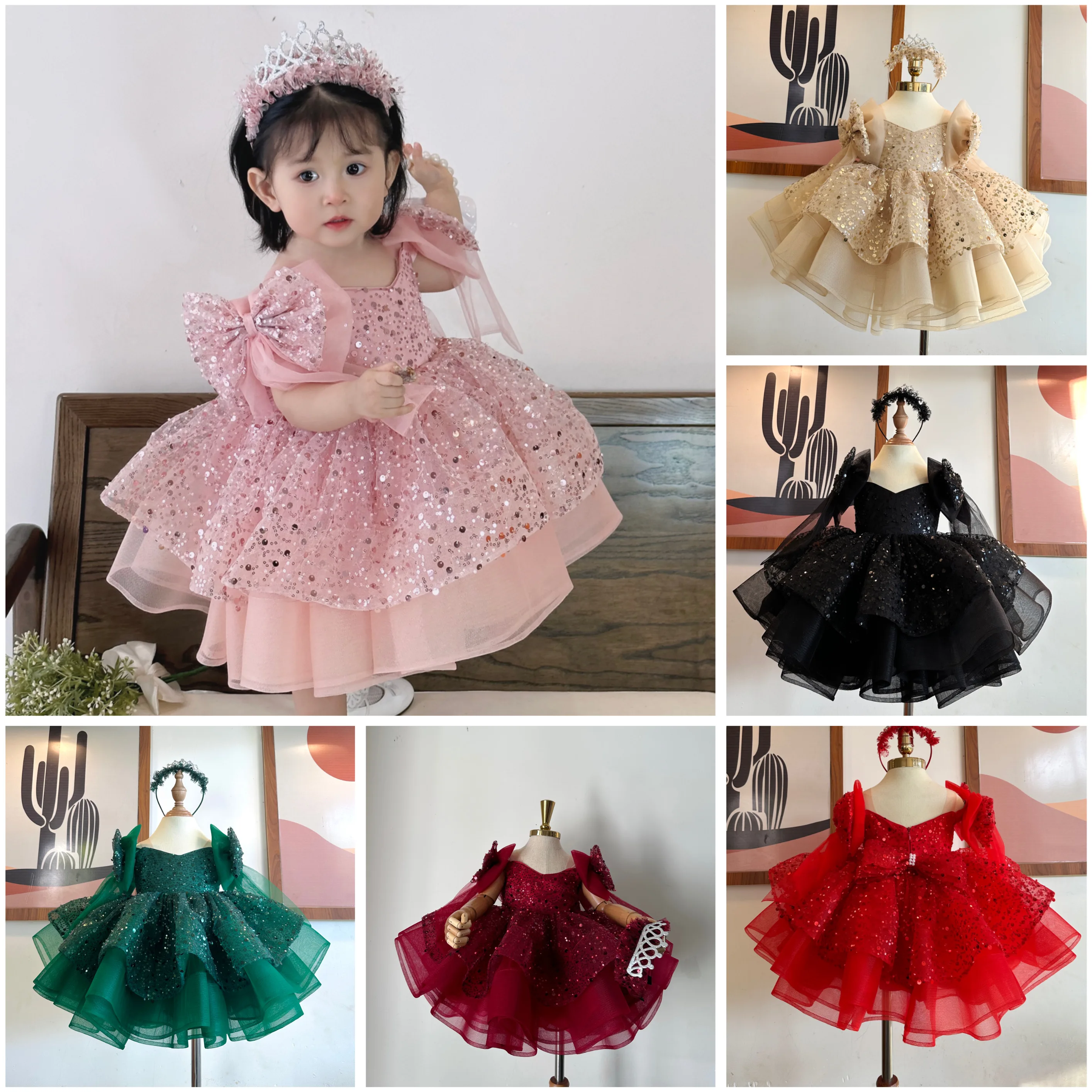 Competitively Priced Short Off-Shoulder Sequin Dress for Baby Girls Made in Vietnam-OEM ODM Party Style Princess Dress Children