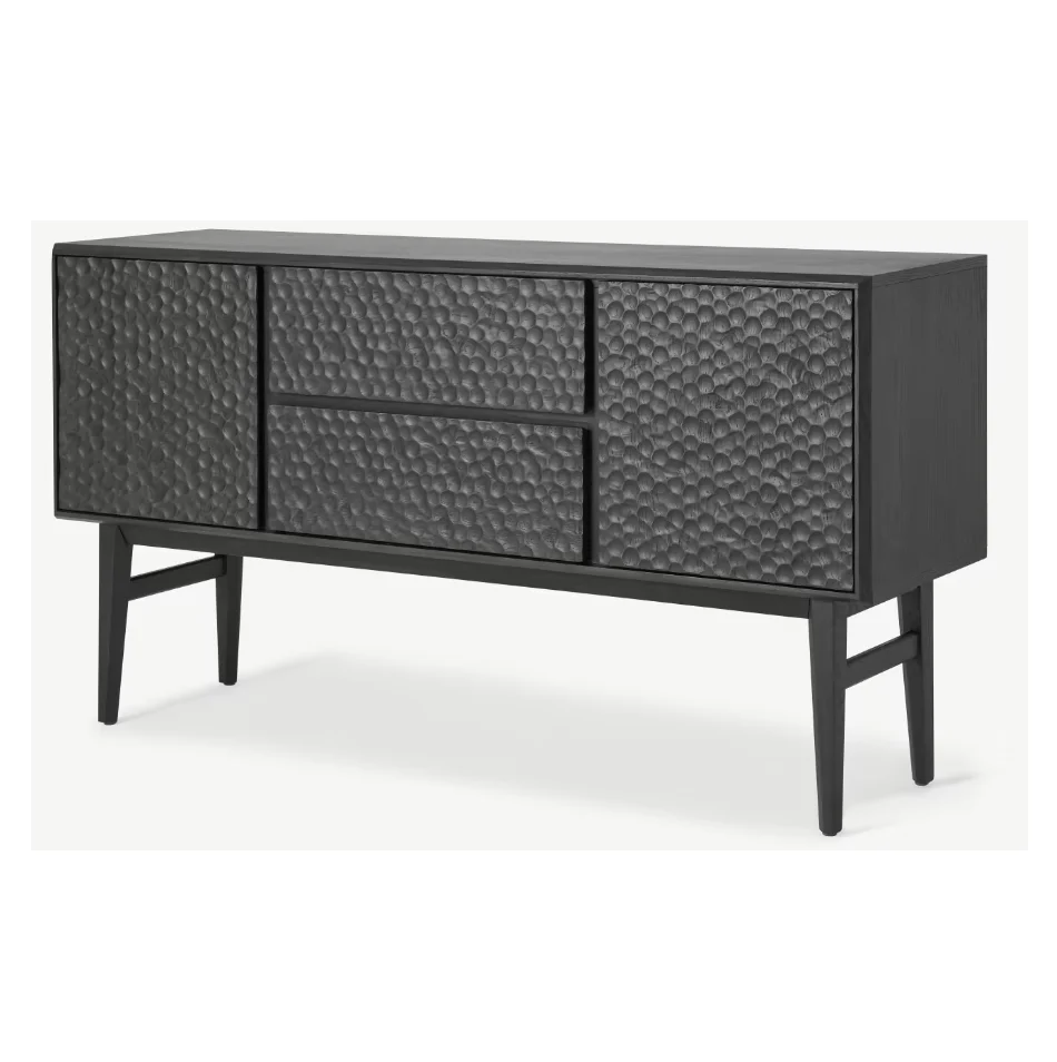 Classy style modern carved and textured sideboard with ebony mango wood home furniture for Wholesale
