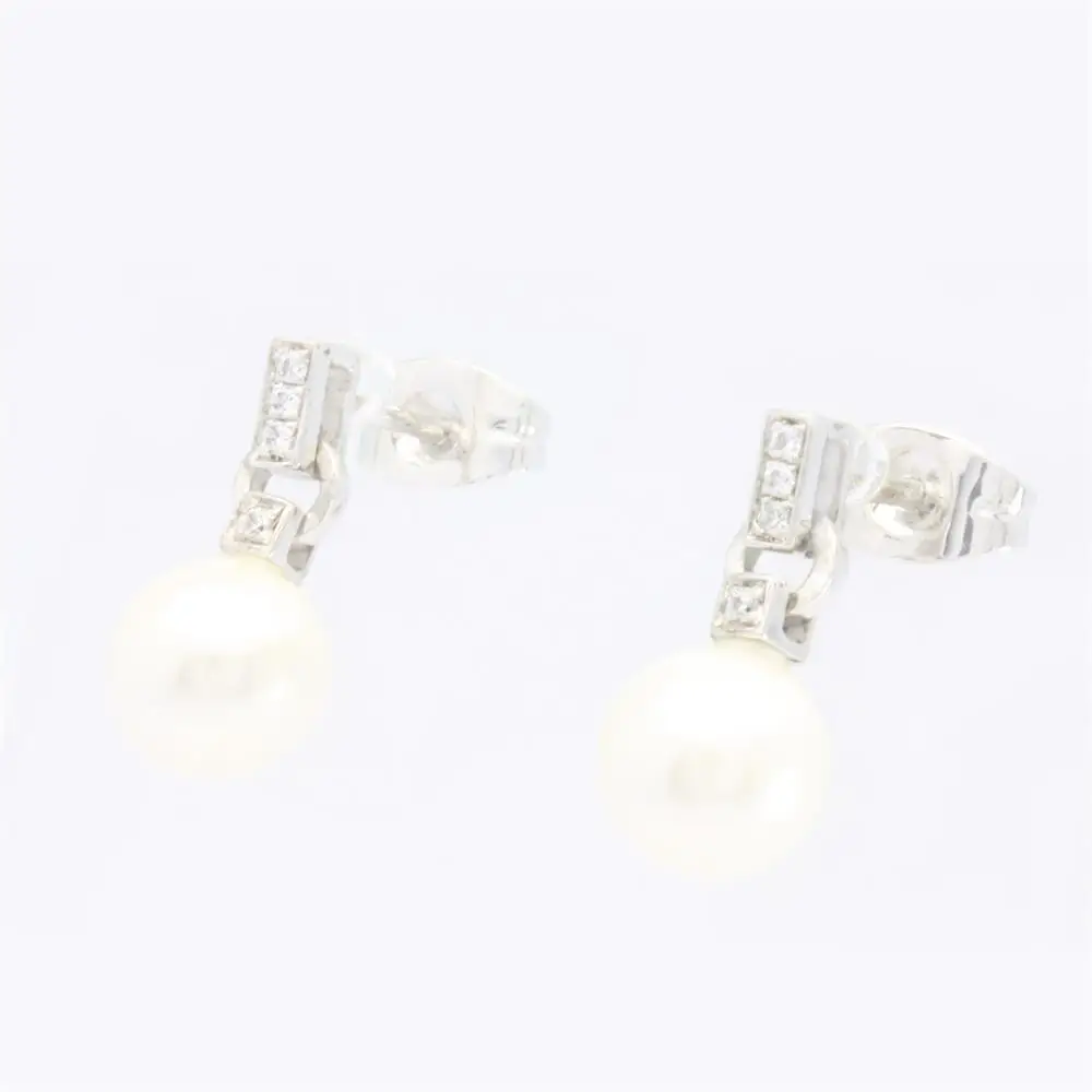 OEM ODM Luxury Dainty Latest design 18K 14K 9K White Gold Pendant Earrings Simple Gold Pearl Jewelry Set Wholesale