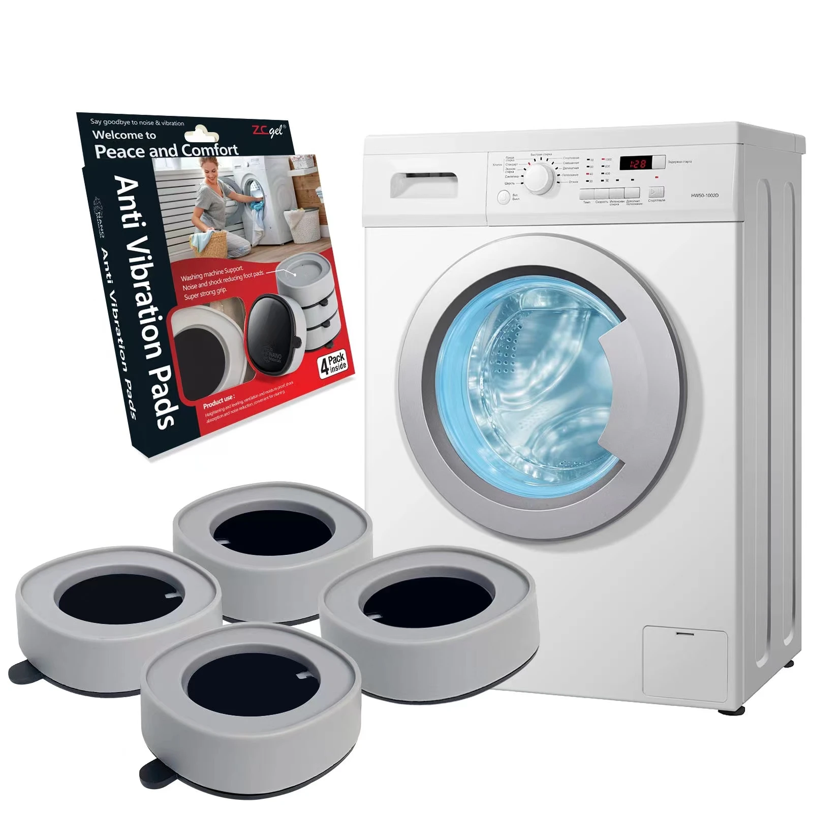 4Pcs Anti Vibration Feet Pads Plastic Rubber Mat Slipstop Silent Universal Washing Machine Refrigerator Support Dampers Stand