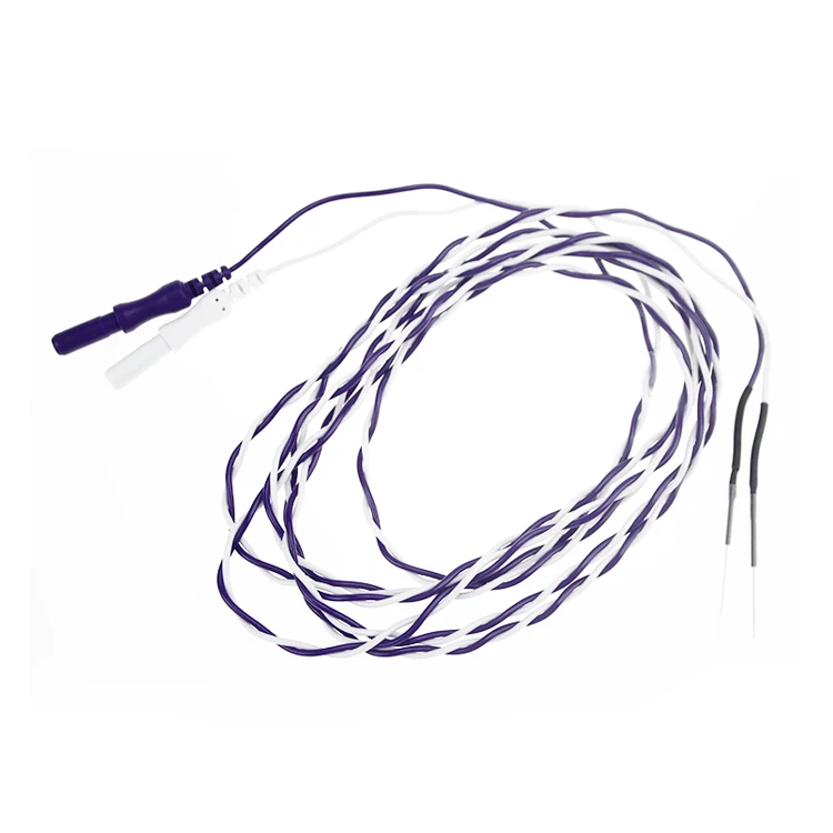 Teveik Medical DIN 1.5 mm Single or Dual Twisted Tube Subdermal Ground Needle Disposable EMG Electrode Cable