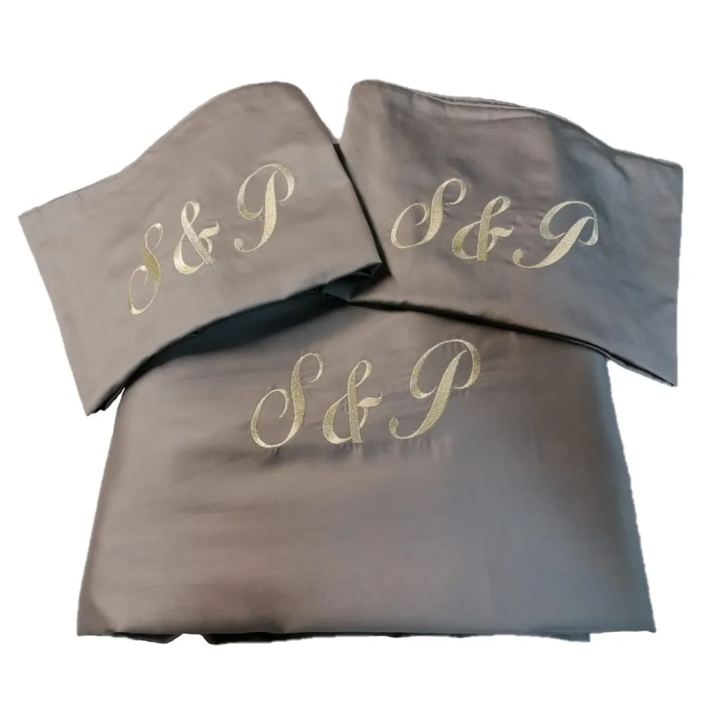Factory Price Hand Made Bed line set  satin cotton high quality made in Italy monogram embroider