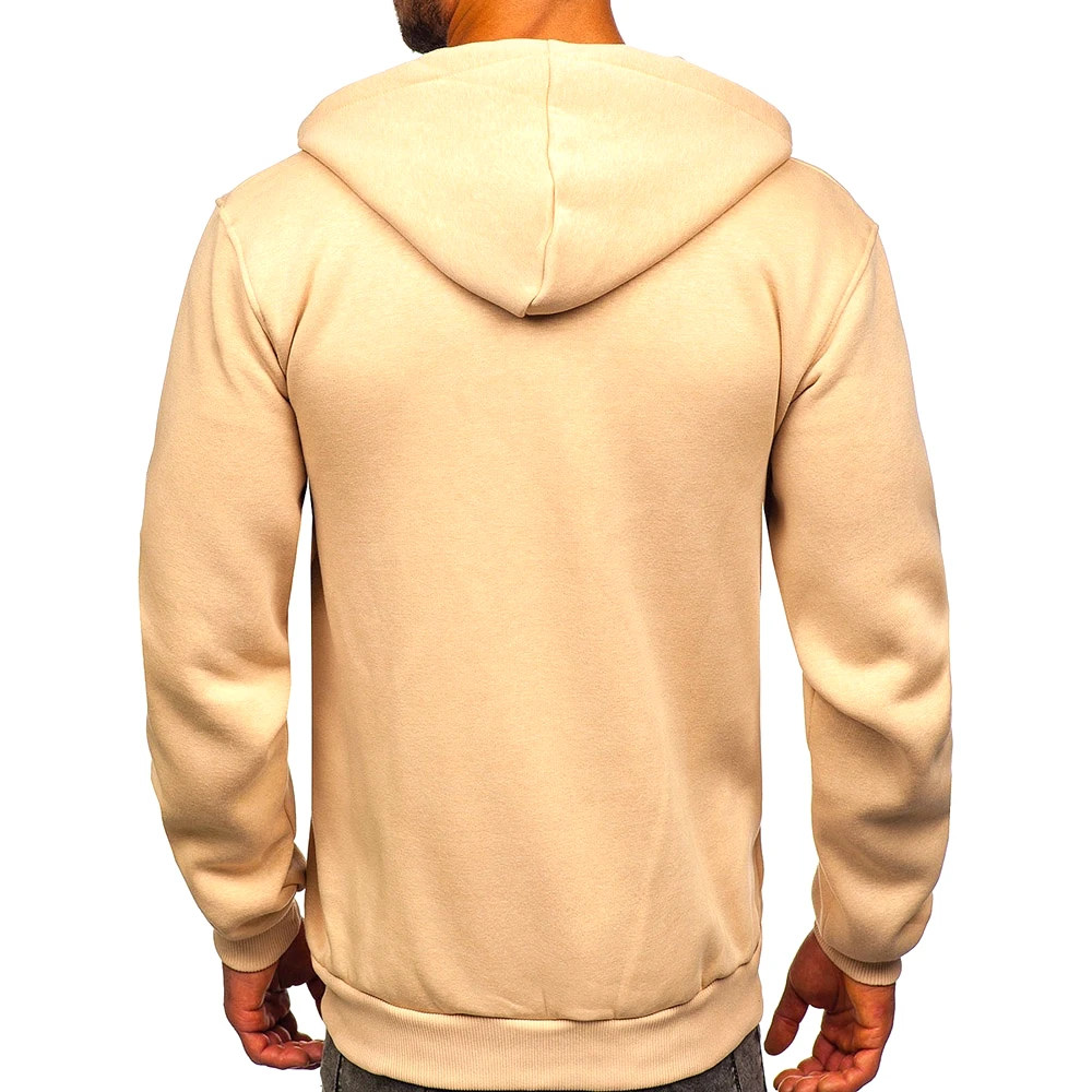 Custom Men Full Zip Up Hoodie Sweatshirt High Quality Blank Plain Long Sleeve Heavy Weight Wholesale Cotton Hoodie