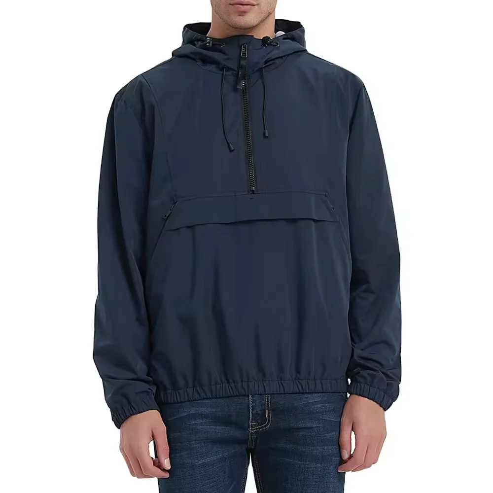 Мужские куртки-анораки с вышивкой, изготовленные на заказ нейлоновые/полиэфирные ветровки, куртки с логотипами на заказ