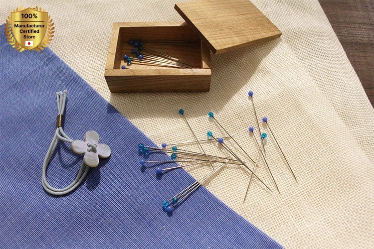 cohana Glass Sewing Pins in a Cherry-Wood Box thread clipper small scissors sewing needles