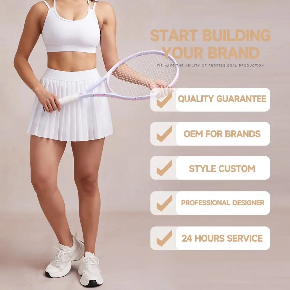 Summer Women Sportswear Clothes Pleated Gym Tennis Skirts  Shorts With Pockets Workout Pickleball Skirt