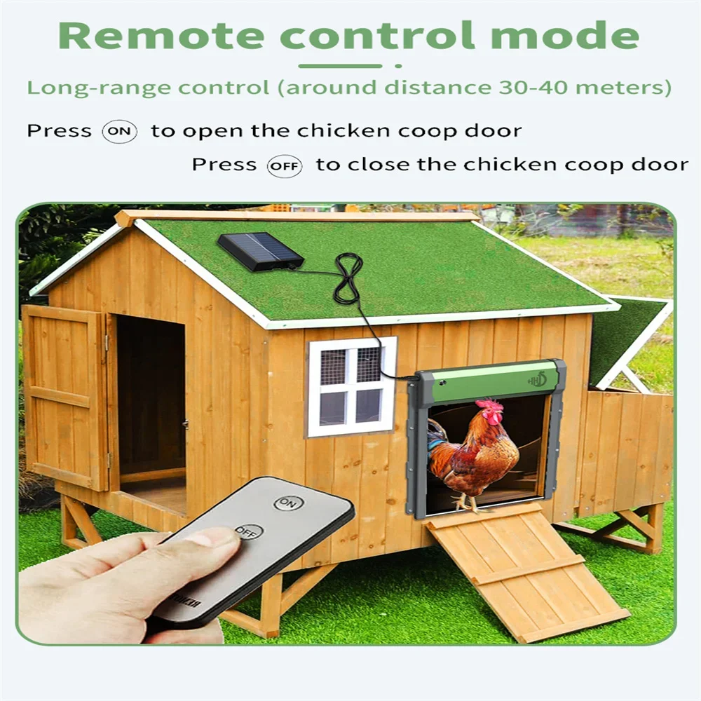 Solar Powered Light Sensing Remote Control Automatic Chicken Coop Door