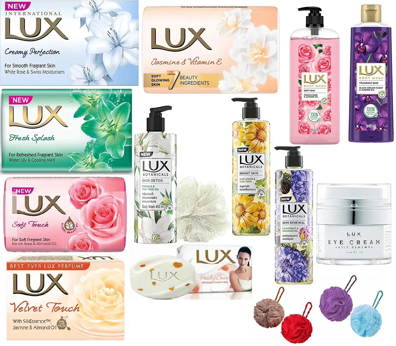 Pamper your skin with our LUX Body Washes and Soaps available in different Fragrances and Sizes
