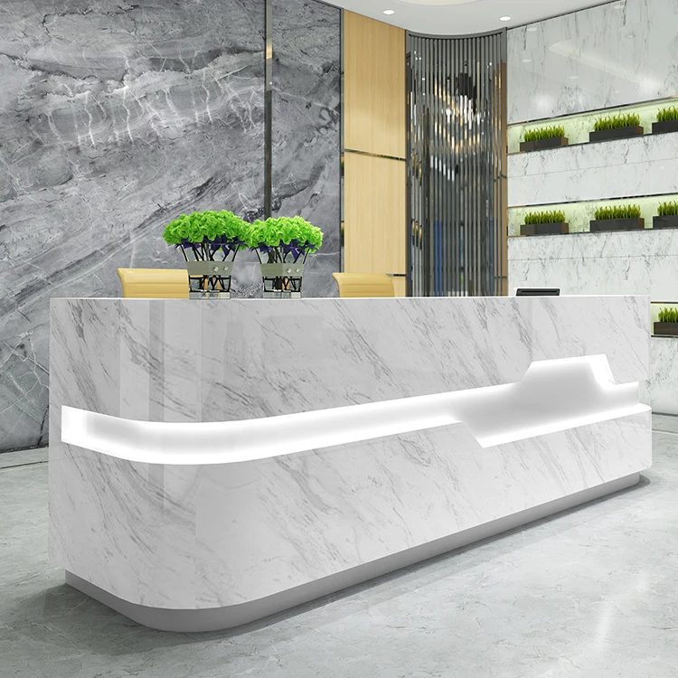 Office Shape Baking Paint MDF Wooden Front Office Reception Modern Desk Counter Lobby Reception Reception Desk For Salons