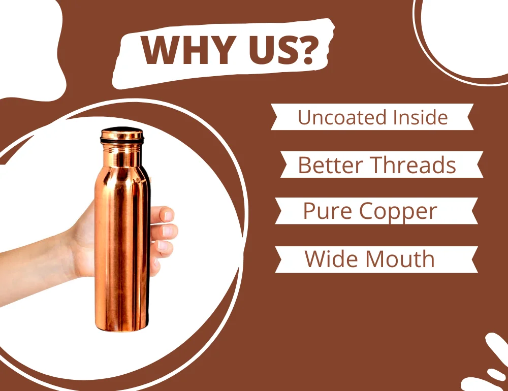 Best Wholesale Price Plain Copper Water Bottle 1000ml In Pure Copper Material water bottles