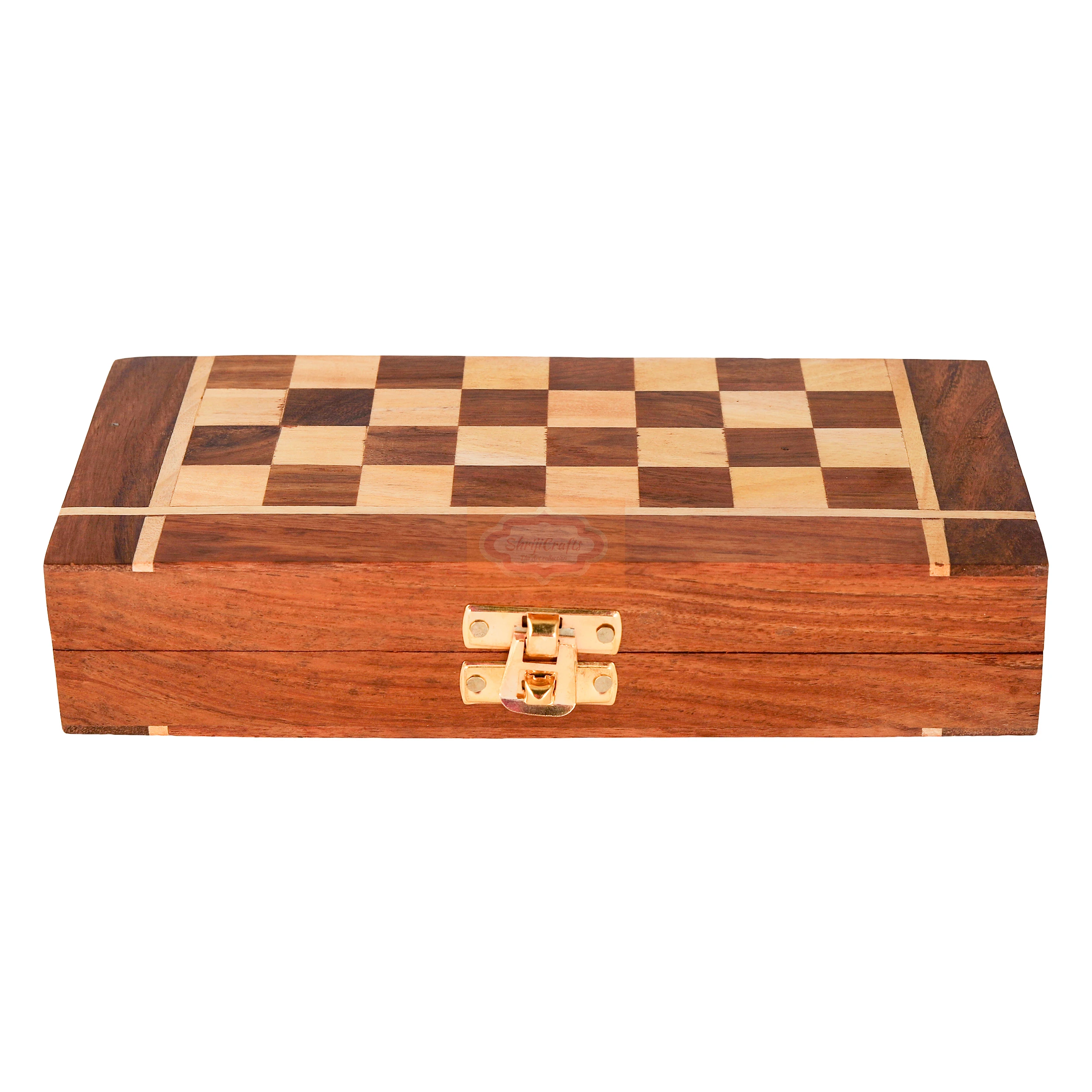 Shriji Crafts Folding Wooden Chess Board Handmade Classic Game of Brilliance Small Chess Pieces Wooden Chessmen Set Size 10 Inch