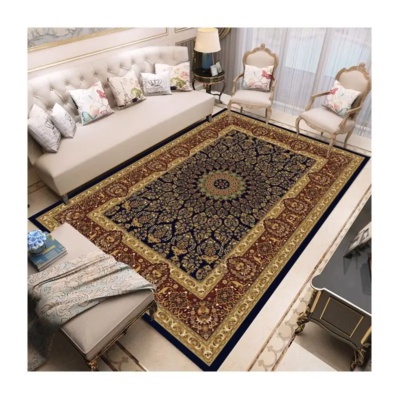 European-style Rugs Retro Ethnic Style Crystal Velvet Carpet Large Area Bedroom Carpets Simple Sofa Coffee Table Rug Living Room