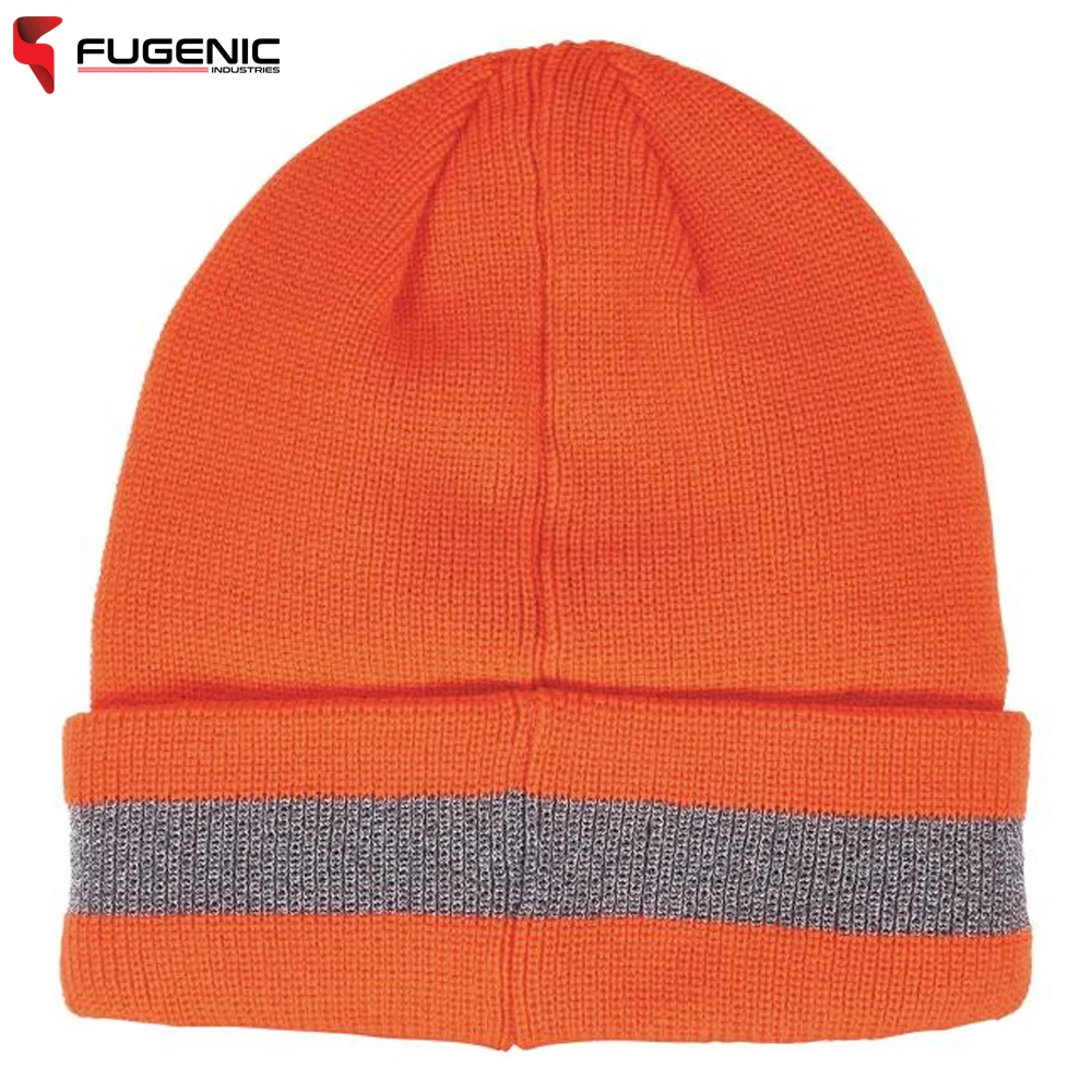 Beanie Cap In Orange Color Made In Pakistan New Arrival Product Safety Hi Vis Work Wear Knit Cuffed Beanie BY Fugenic Industries