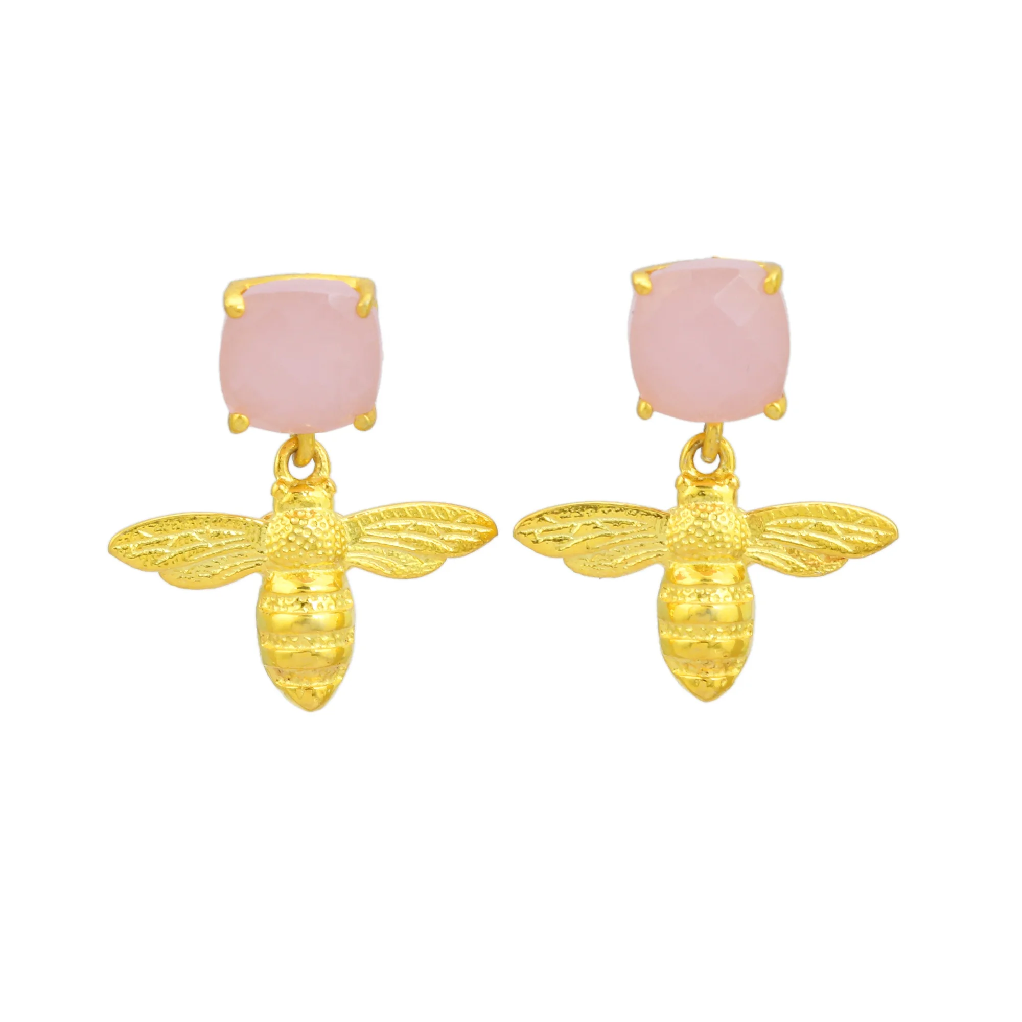 Top pink Rose and Butterfly Shape Short Fancy Short Earring 925 sterling Silver For Women And Girl Earring