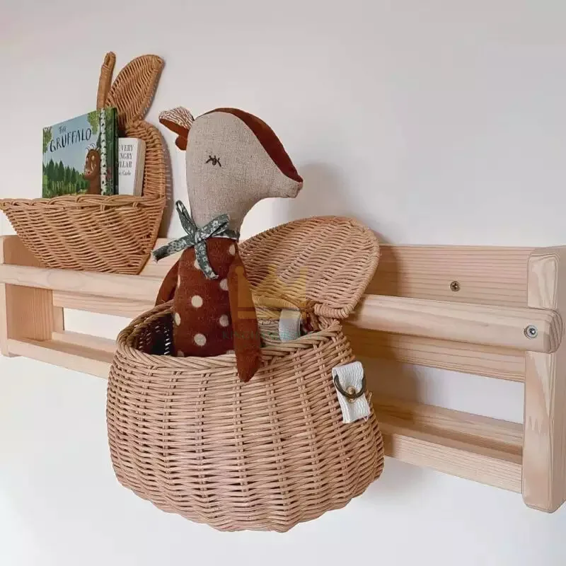 Handmade rattan kids crossbody wicker bag backpack bike scooter basket from Vietnam