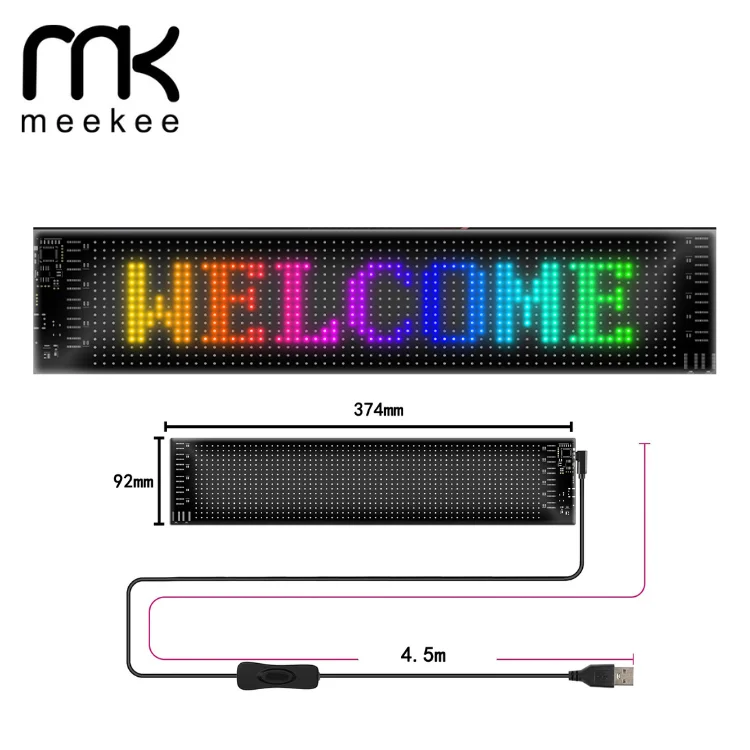 USB app control 16*64 mm flexible led signs for car
