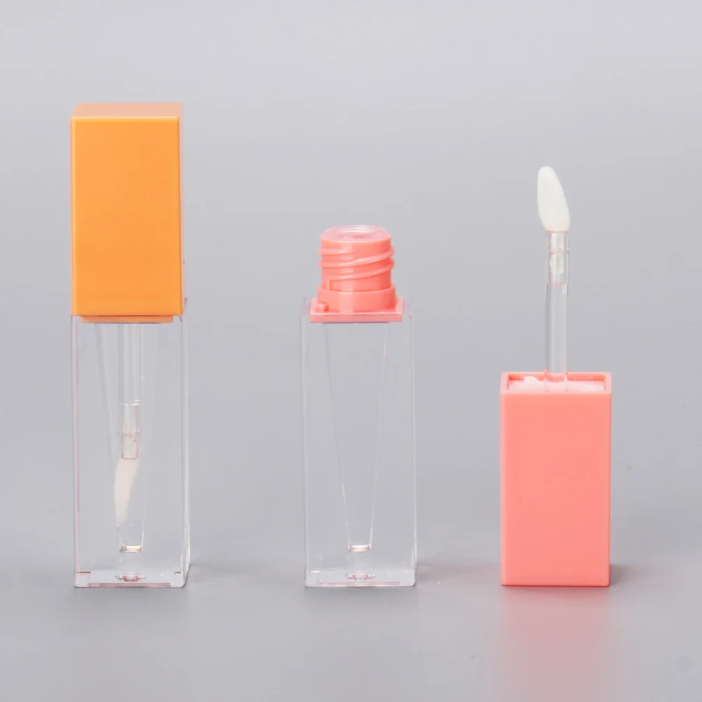 Unique Lip Glaze Oil Bottle Square Wave Shape Transparent Empty Lip Gloss Tubes With White Lid