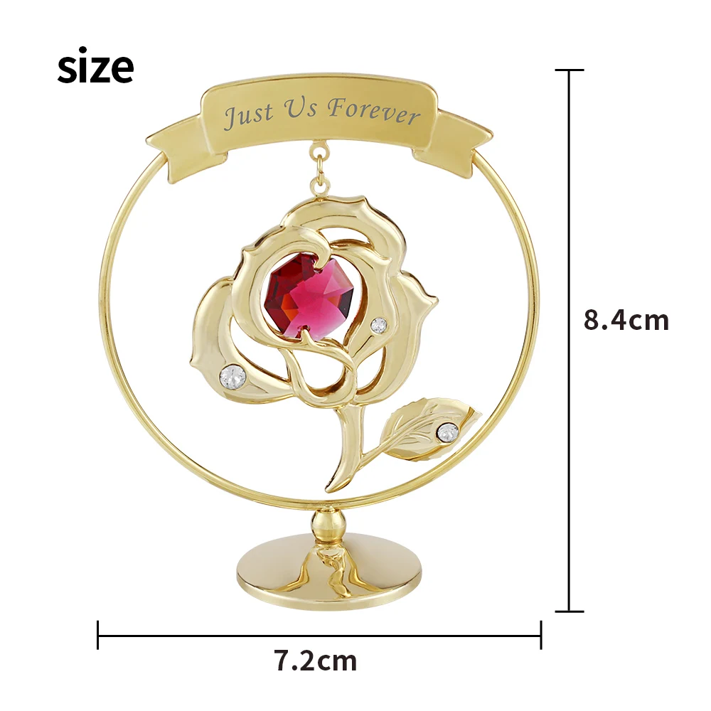 CRYSTOCRAFT Wedding Favors Crystal Rose Bohemia Crystal Dazzle Cut Gold Plated Personalized Laser Engraving Return Gifts