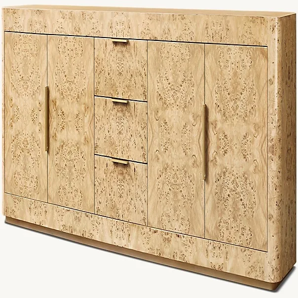 Деревянная 4-дверная медиаконсоль с выдвижными ящиками