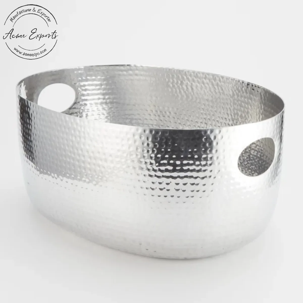 Best Price Craftsman Black Aluminum Large Oval Beverage Tub with Hammered Finished for Champagne Beer Wine Storage Bar Hotel