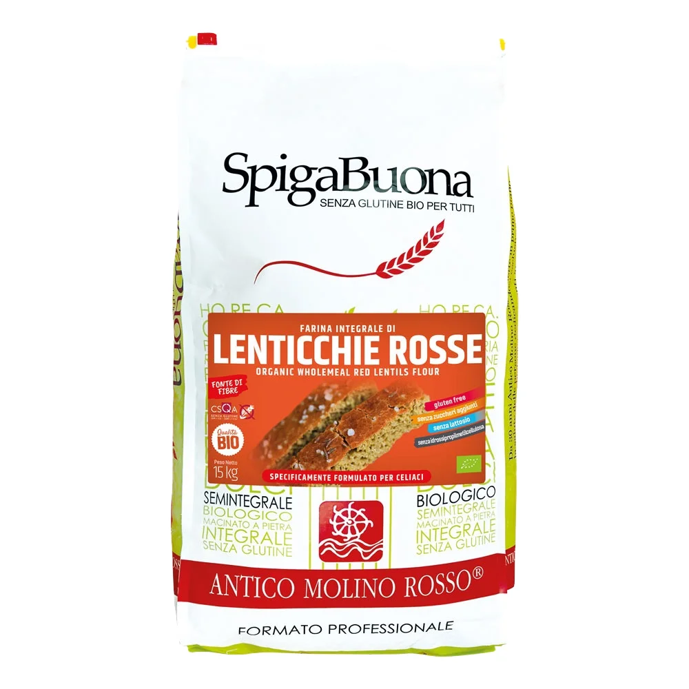 Top Italian Product Stone Grinding Organic Red Lentils Gluten Free Flour Use For Bread  Good For Health 15 Kg