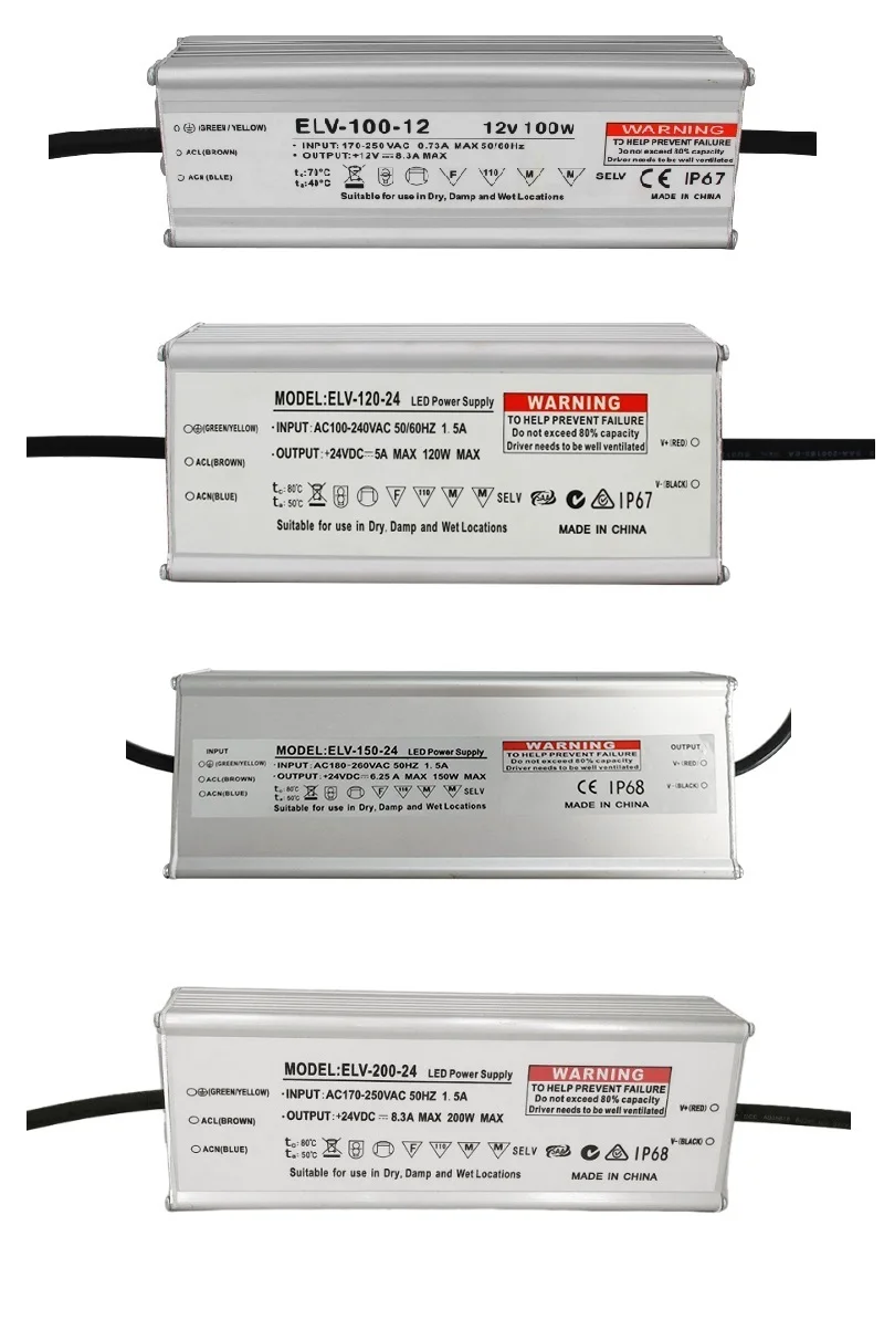 Jiangtek ELV-300-12 Harsh Environment IP68 12v 300W Waterproof LED Driver Power Supply