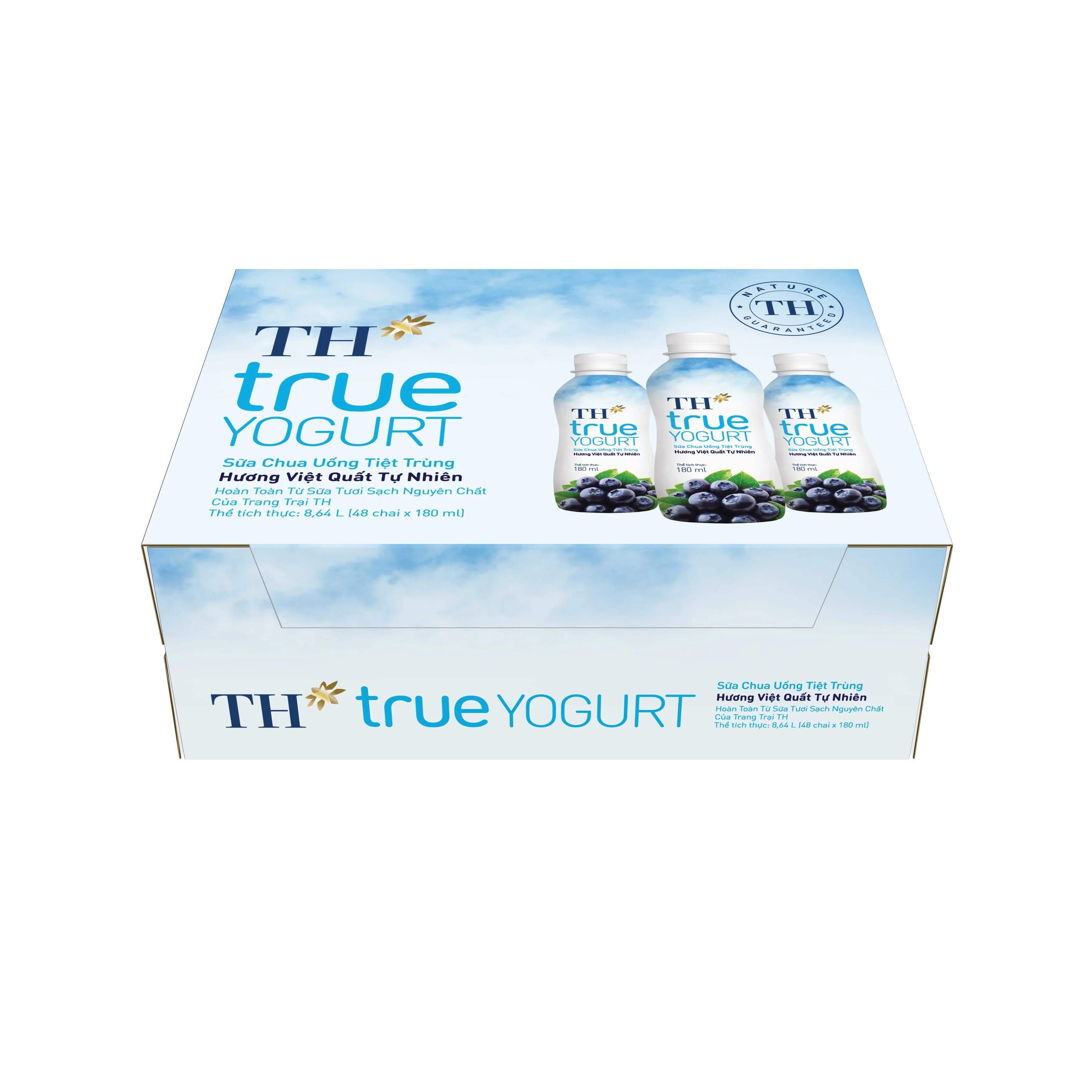 UHT Drinking Yogurt Natural Blueberry 180ml Healthy Adults Children Fruity Flavor Organic Milk Yogurt