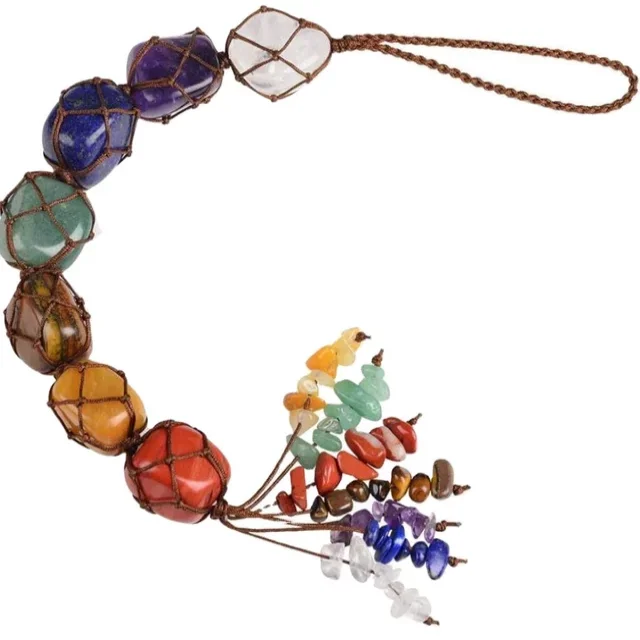 Bulk Wholesale rate Seven Chakra healing Crystal Car ornament Gemstone Car Hanging Ornament for reiki Healing
