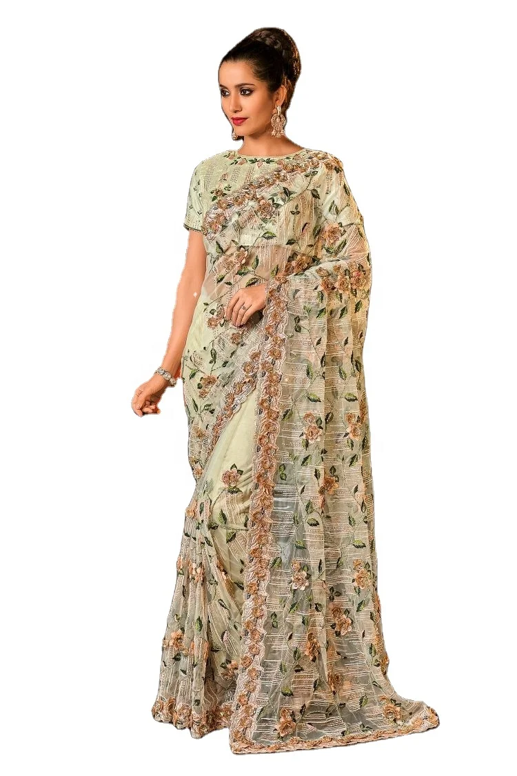 Indian Style Designer Ruffle Sarees for Ladies Wear with at Best Wholesale Price from India