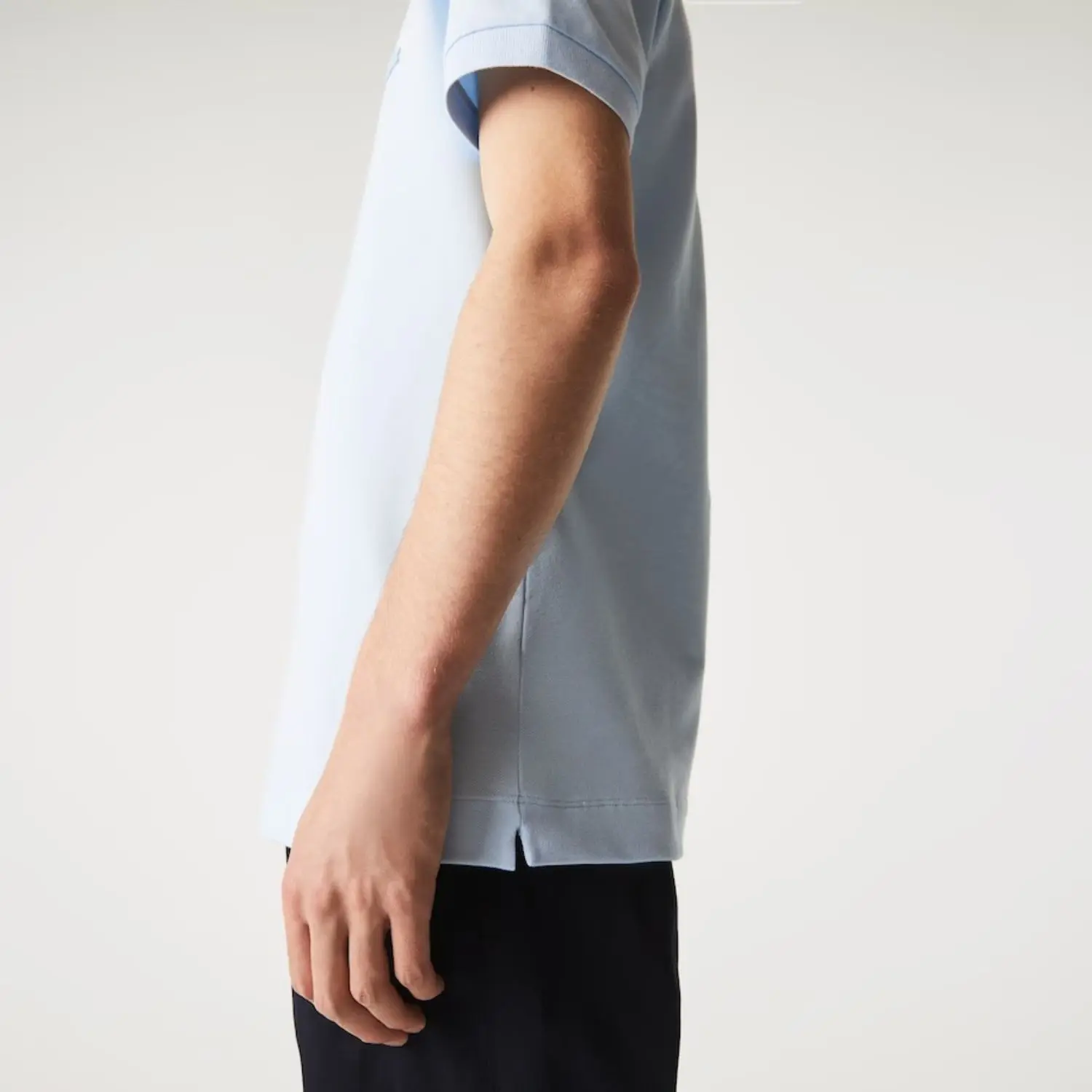 Custom Embroidered Logo Regular Fit 100% Light Blue Stretch Cotton Pique Polo Shirt with Concealed Button Placket and Rib