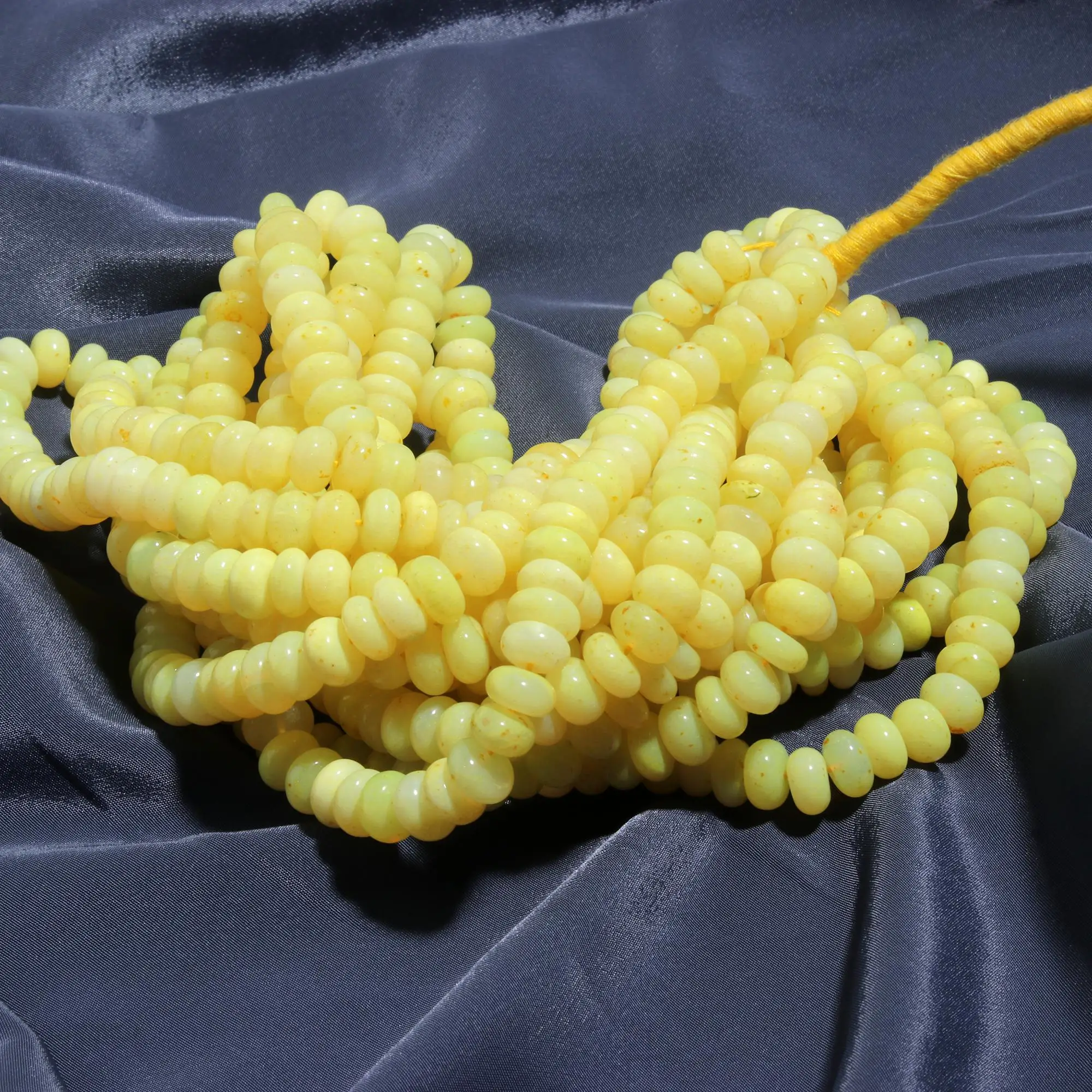 Hot Selling Beautiful Lemon Yellow Opal Smooth Rondelle Shape 7-10mm Beads for Jewelry Making Necklace & Bracelet Gift for Women