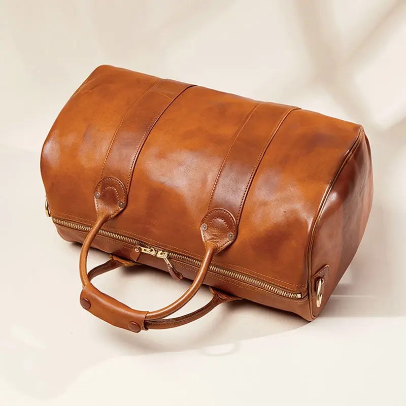 Custom Handmade Genuine Leather Large Duffel Bag | Travel Genuine Leather Duffel Bags with Shoes Compartment